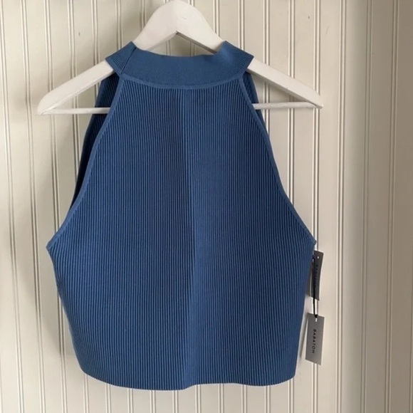 Aritzia Babaton Blue Sculpt Knit Halter Tank NWT - Picture 3 of 7